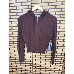 Urban‎ Weekend Brown Heart Sweater Jacket Size Large